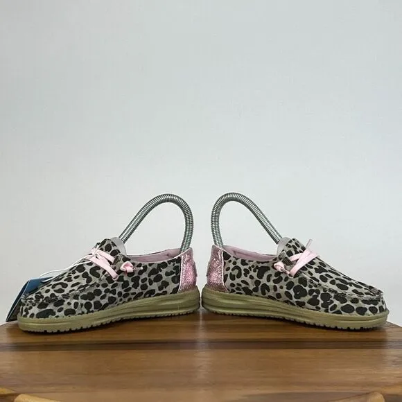 New NWT Little Kids Hey Dude Wendy‎ Leopard Slip On Shoes Loafers Size 13 C