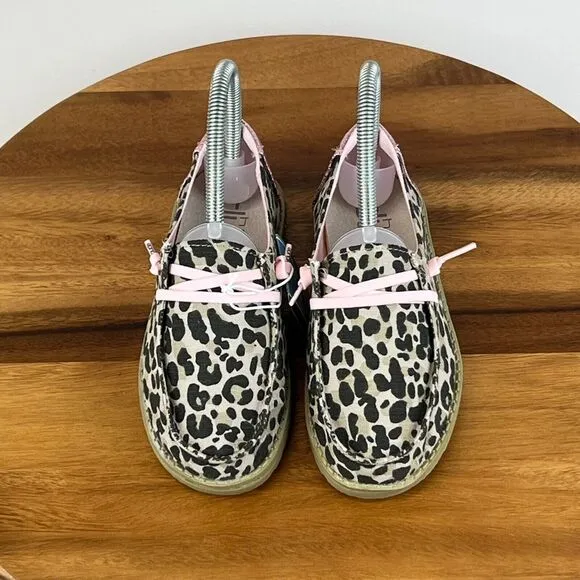 New NWT Little Kids Hey Dude Wendy‎ Leopard Slip On Shoes Loafers Size 13 C