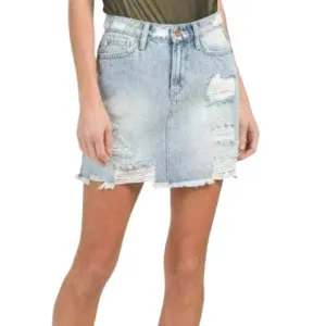 NWT DEAR JOHN Kaylee High Rise Frayed Hem Jean Destructed Denim Mini Skirt