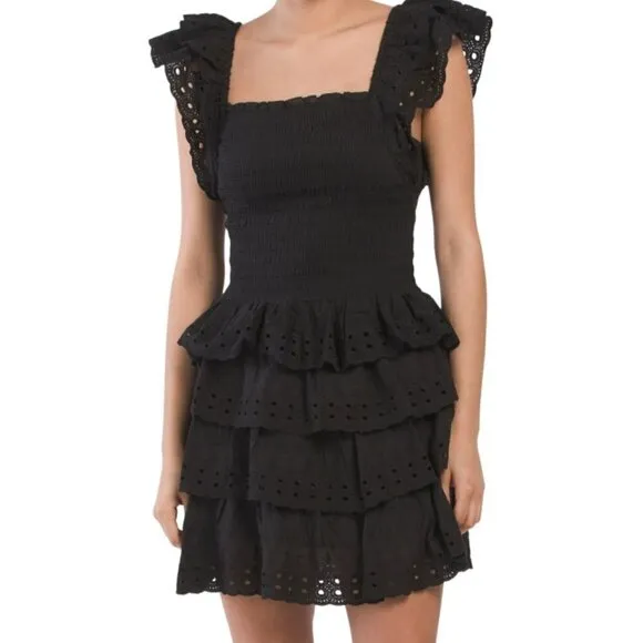 NWT House Of Harlow Tiered Eyelet Mini Skirt