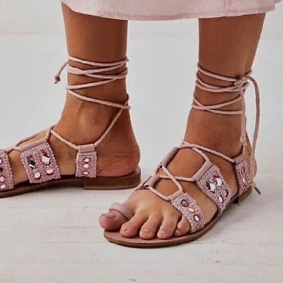 NWT Free People Mantra mirror pink sandals 8.5
