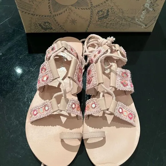 NWT Free People Mantra mirror pink sandals 8.5