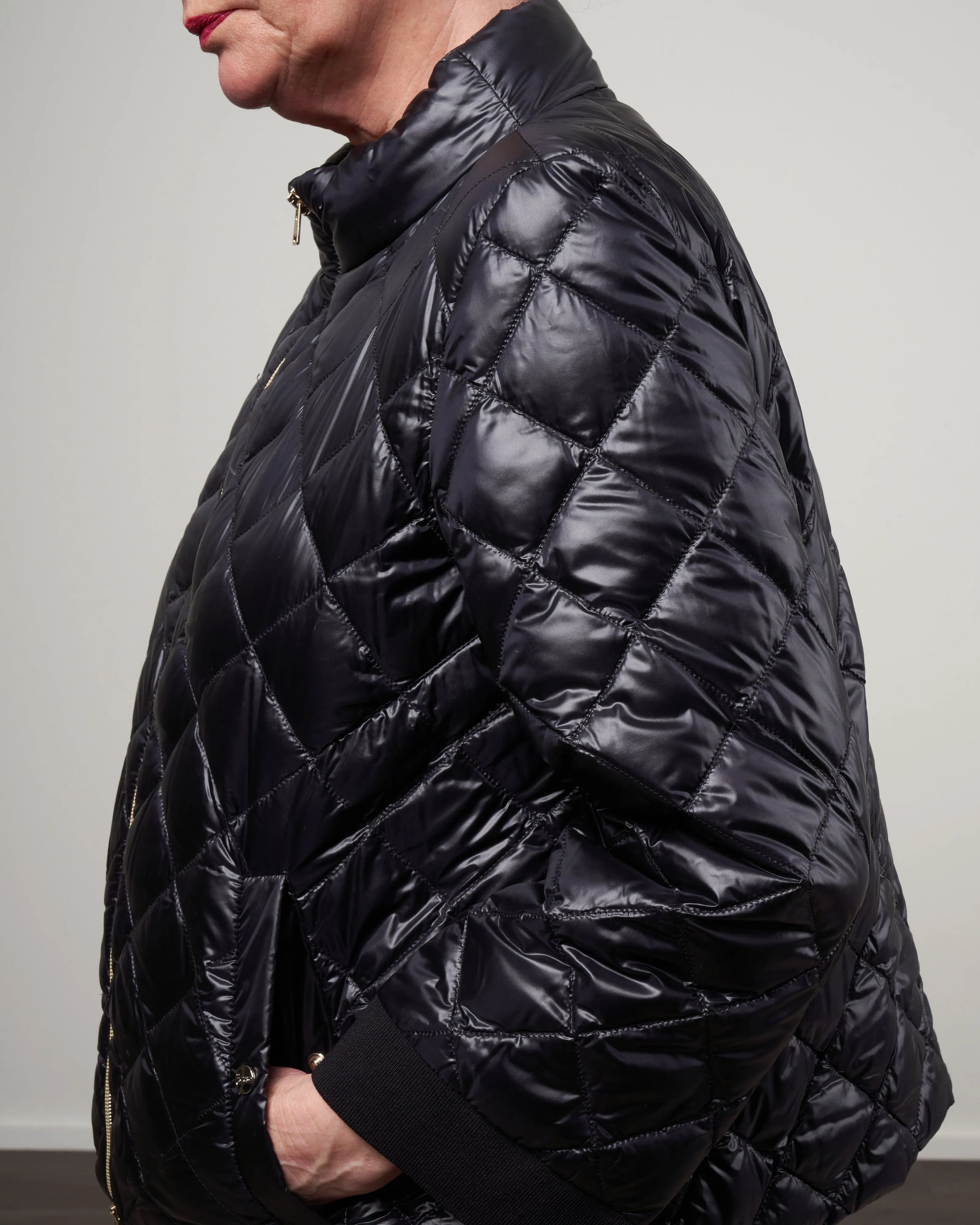 nylon ultralight quilted a-line short jacket - 7730 black