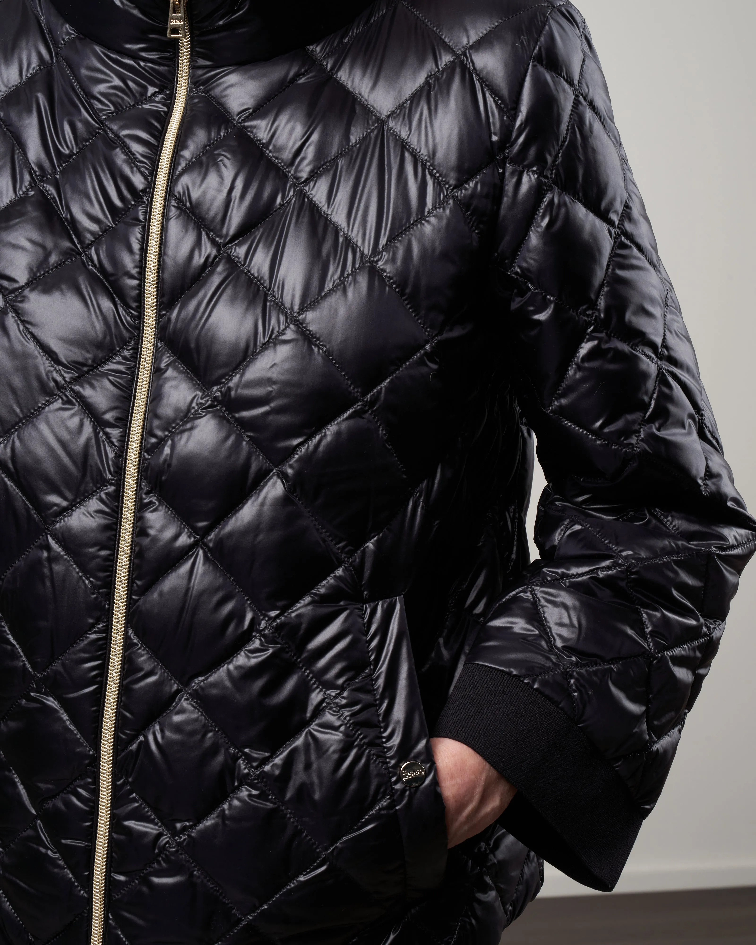nylon ultralight quilted a-line short jacket - 7730 black