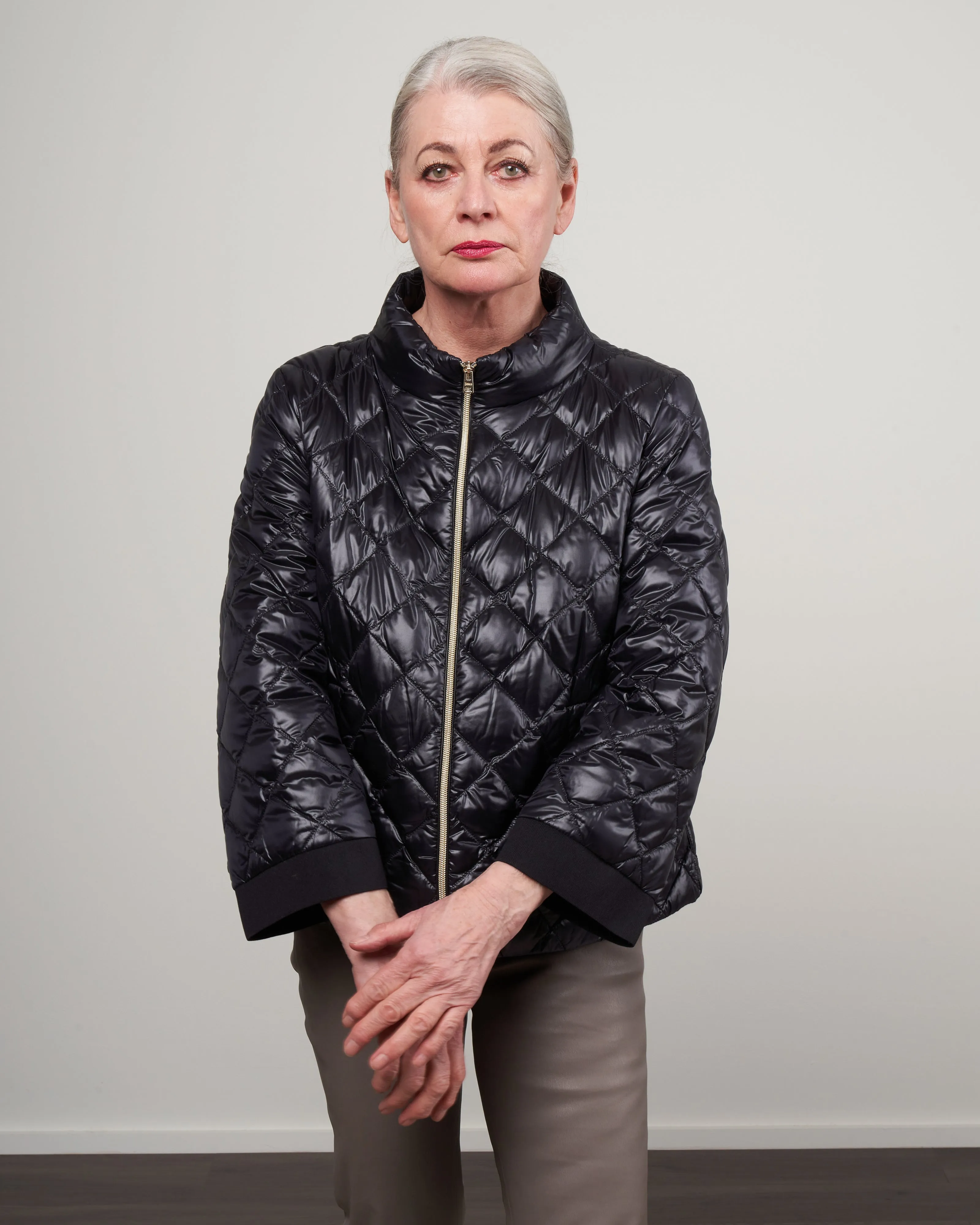 nylon ultralight quilted a-line short jacket - 7730 black