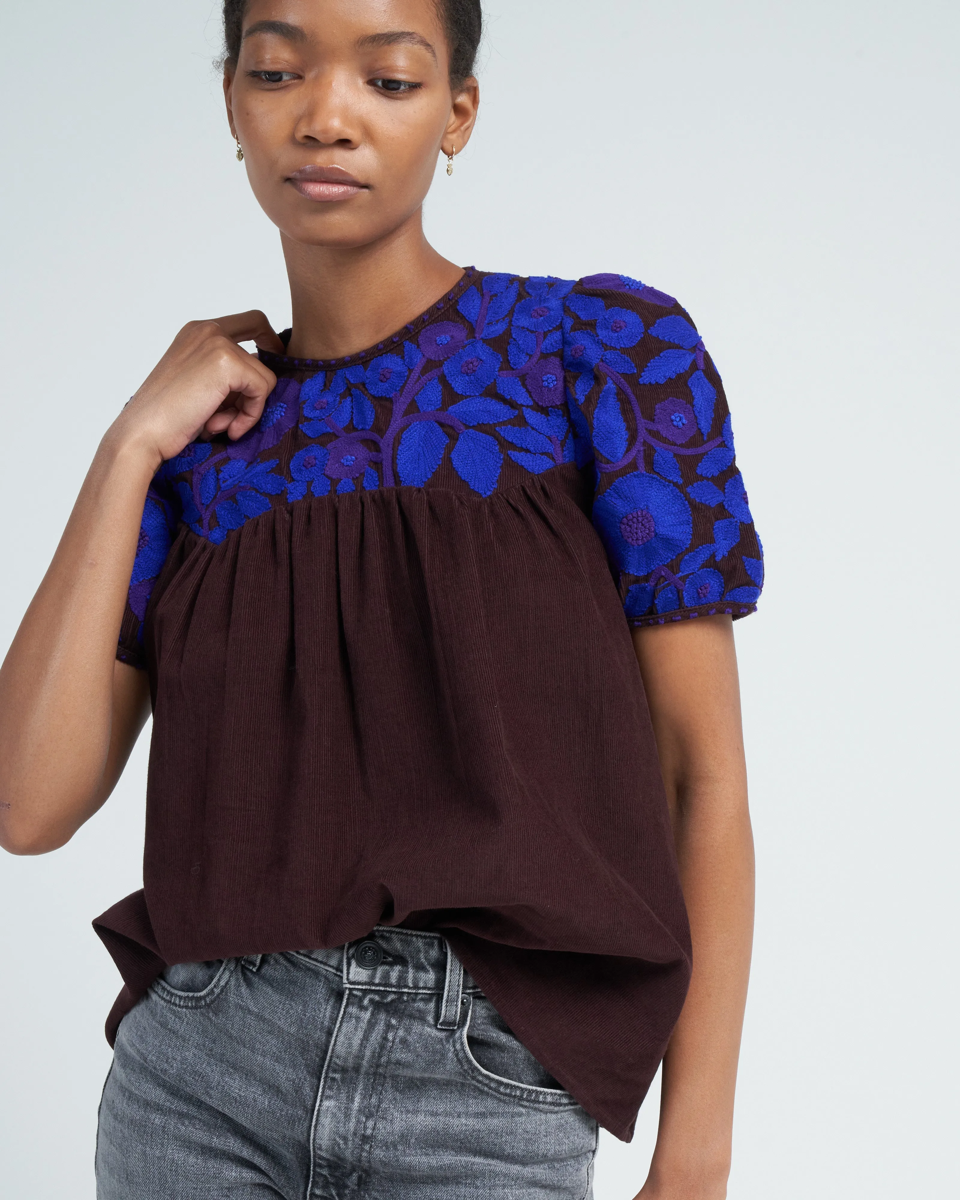 olympia top - chocolate/cobalt purple