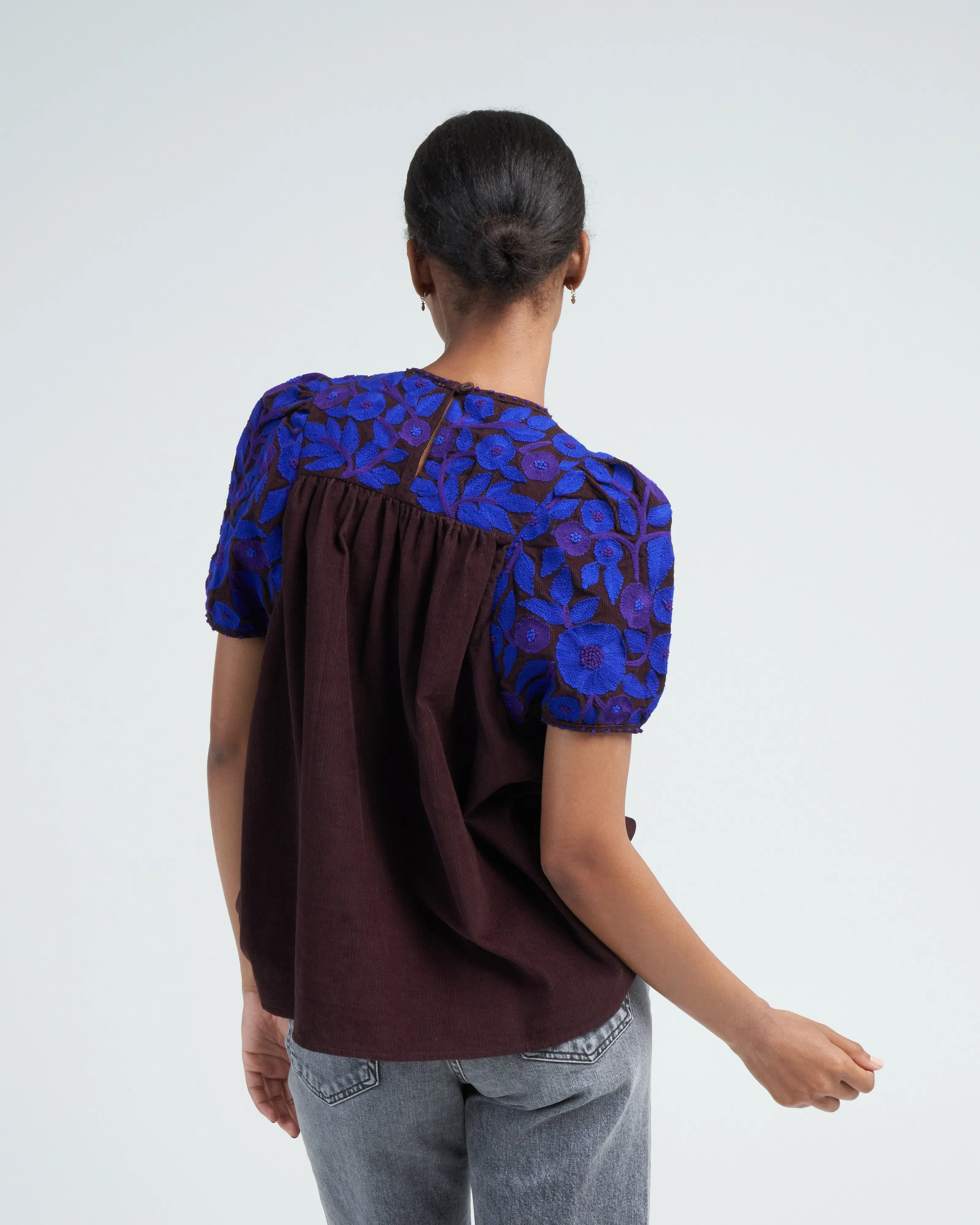 olympia top - chocolate/cobalt purple