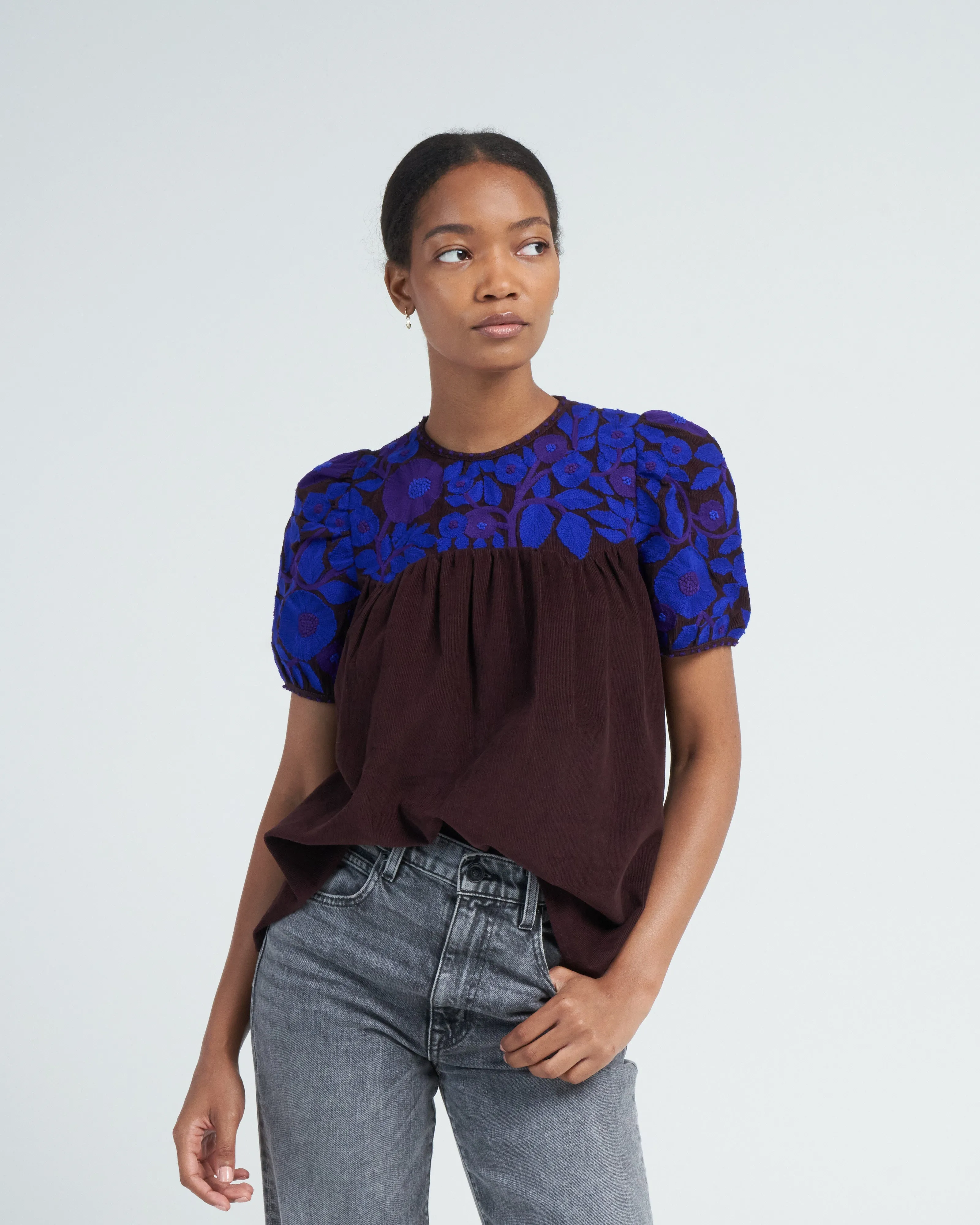 olympia top - chocolate/cobalt purple