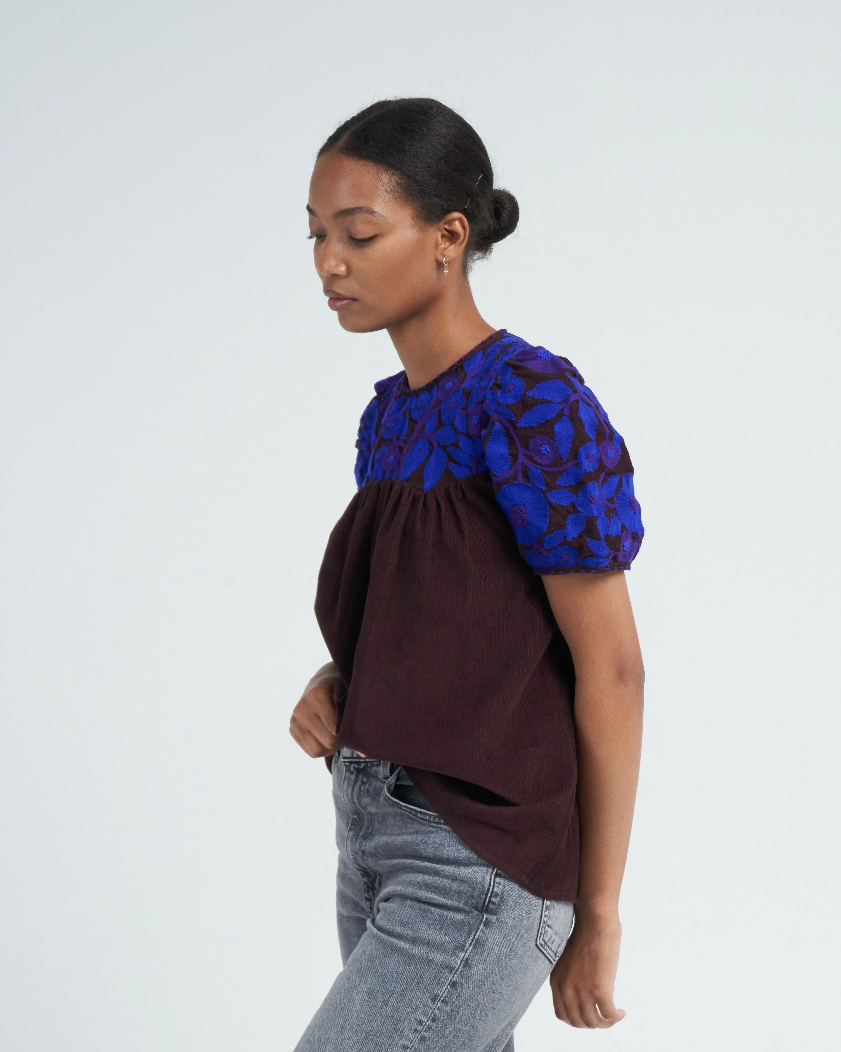 olympia top - chocolate/cobalt purple