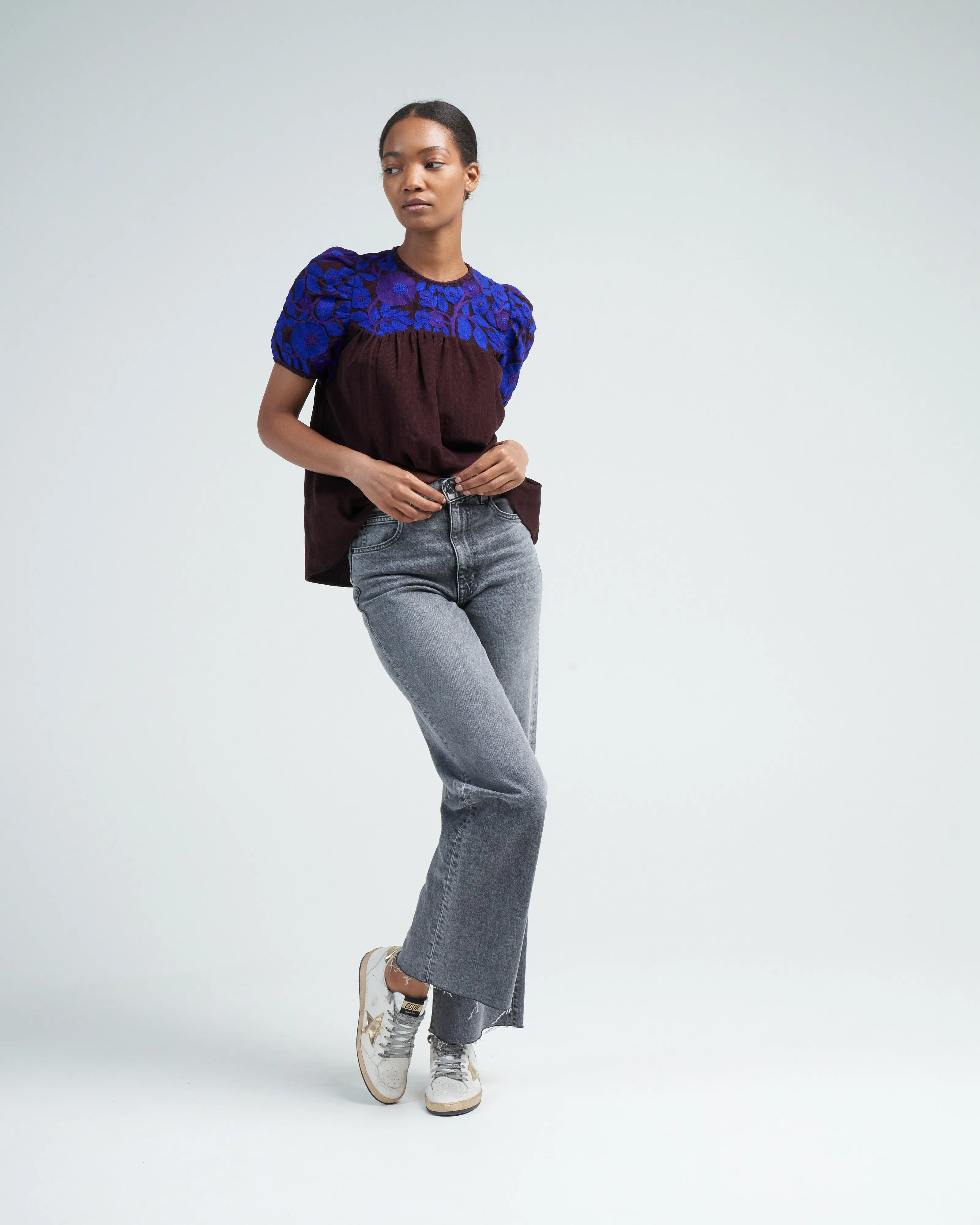 olympia top - chocolate/cobalt purple