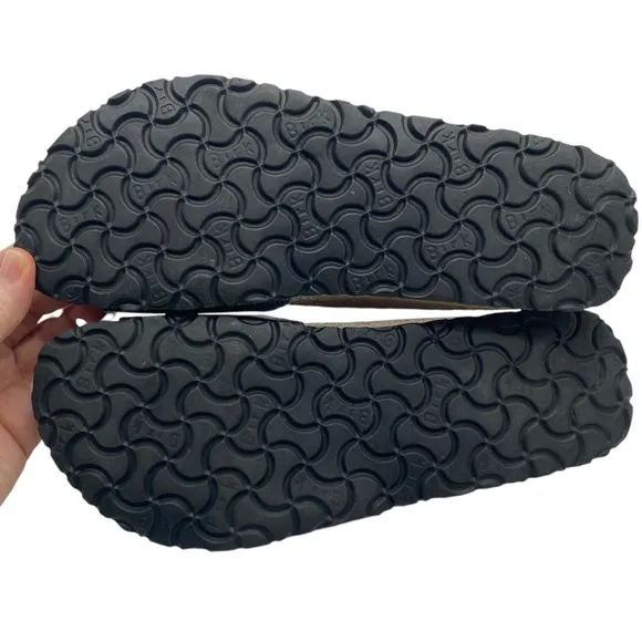 Papillio by Birkenstock Madrid Sandals Sz 7 Black Leather Snake Slide Casual