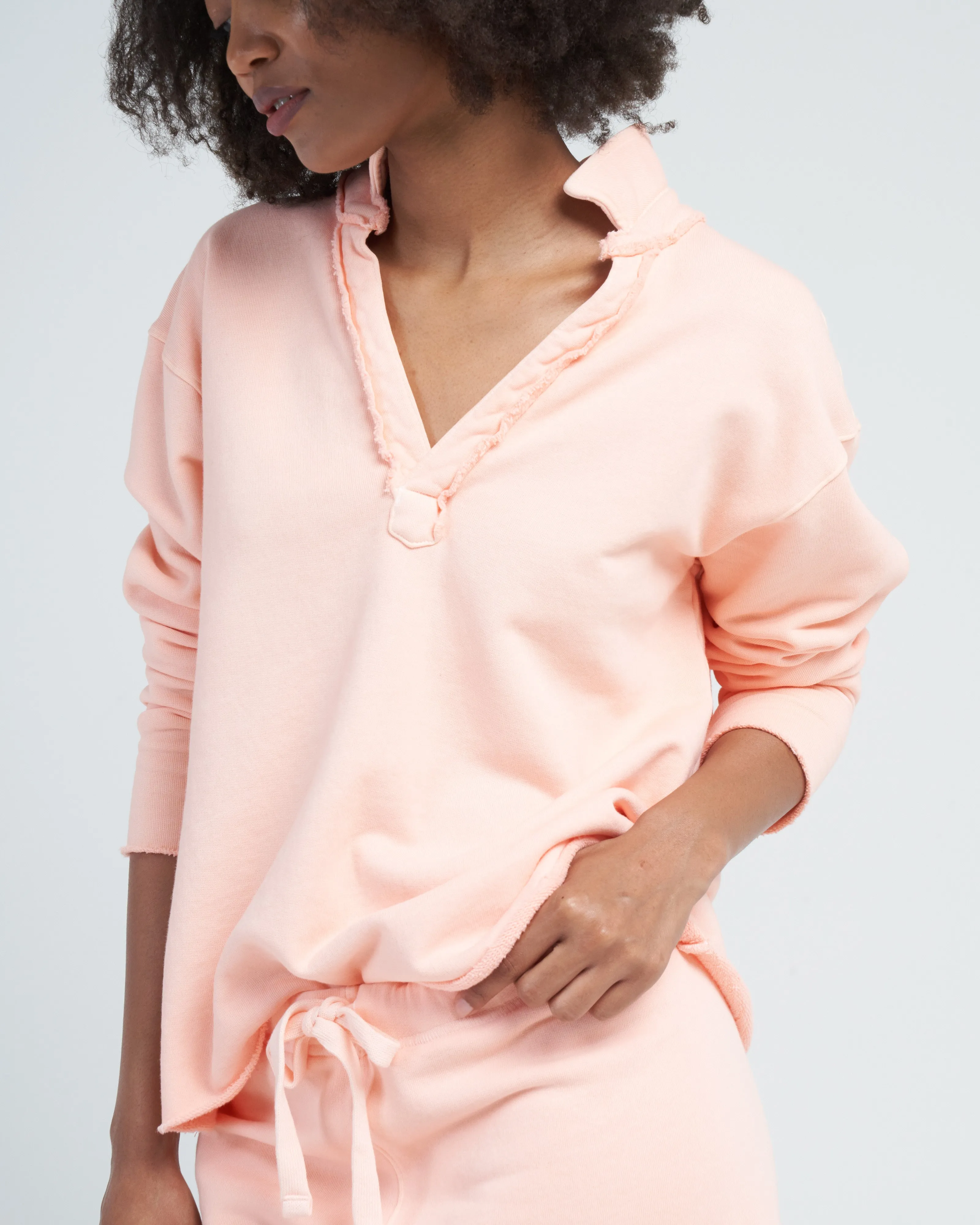 patrick popover henley triple fleece - creamsicle