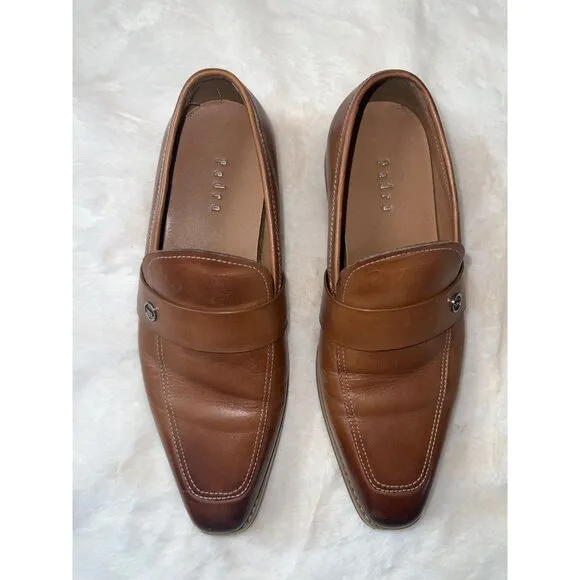 Pedro Men’s Leather Loafers - Size 6 US / 39 EU - Classic Brown Slip-On Shoes |