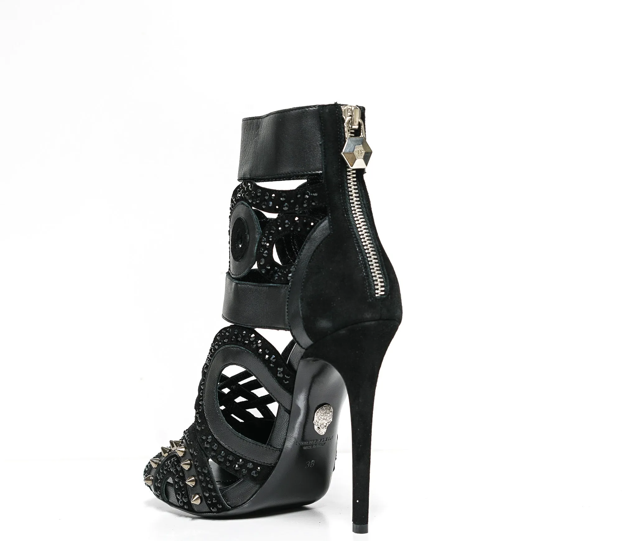 Philipp Plein Women's Black Suede with Crystal Heels ADS1054