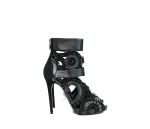 Philipp Plein Women's Black Suede with Crystal Heels ADS1054