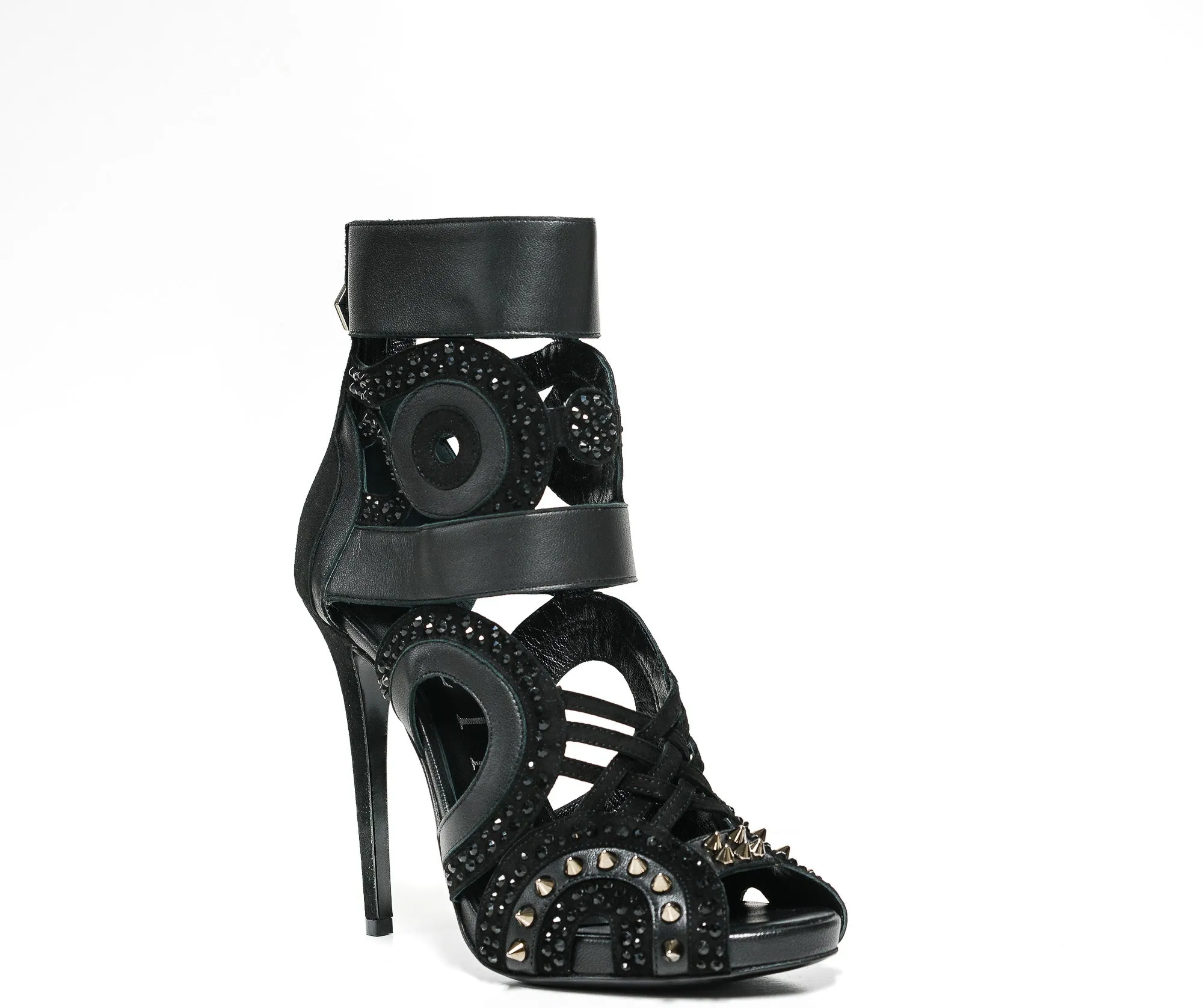 Philipp Plein Women's Black Suede with Crystal Heels ADS1054