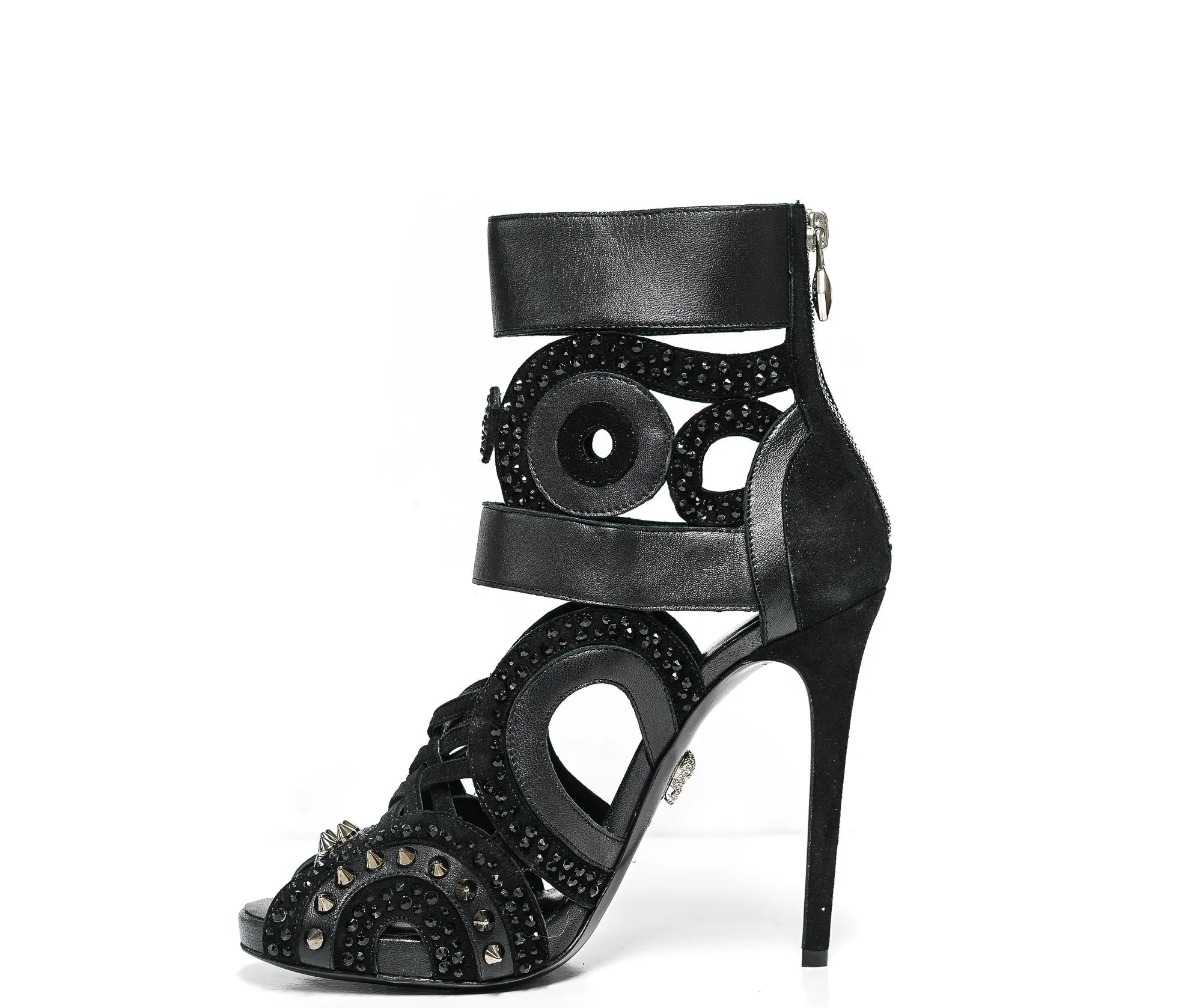 Philipp Plein Women's Black Suede with Crystal Heels ADS1054