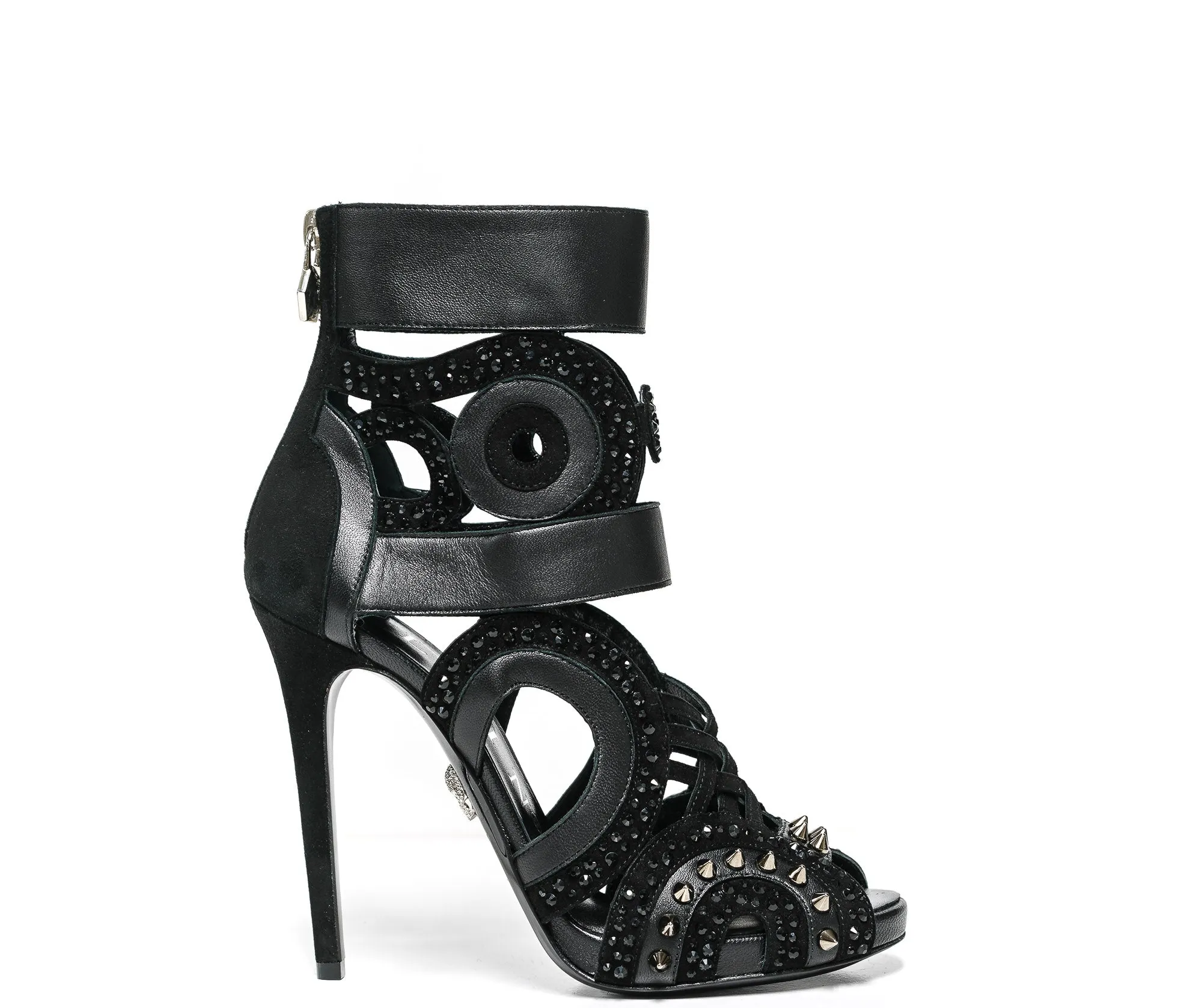 Philipp Plein Women's Black Suede with Crystal Heels ADS1054