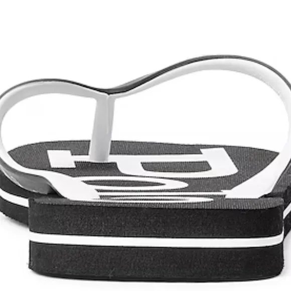 Polo Ralph Lauren bold logo Flip-flops White Black: NEW