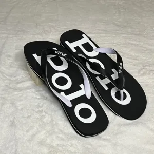 Polo Ralph Lauren bold logo Flip-flops White Black: NEW
