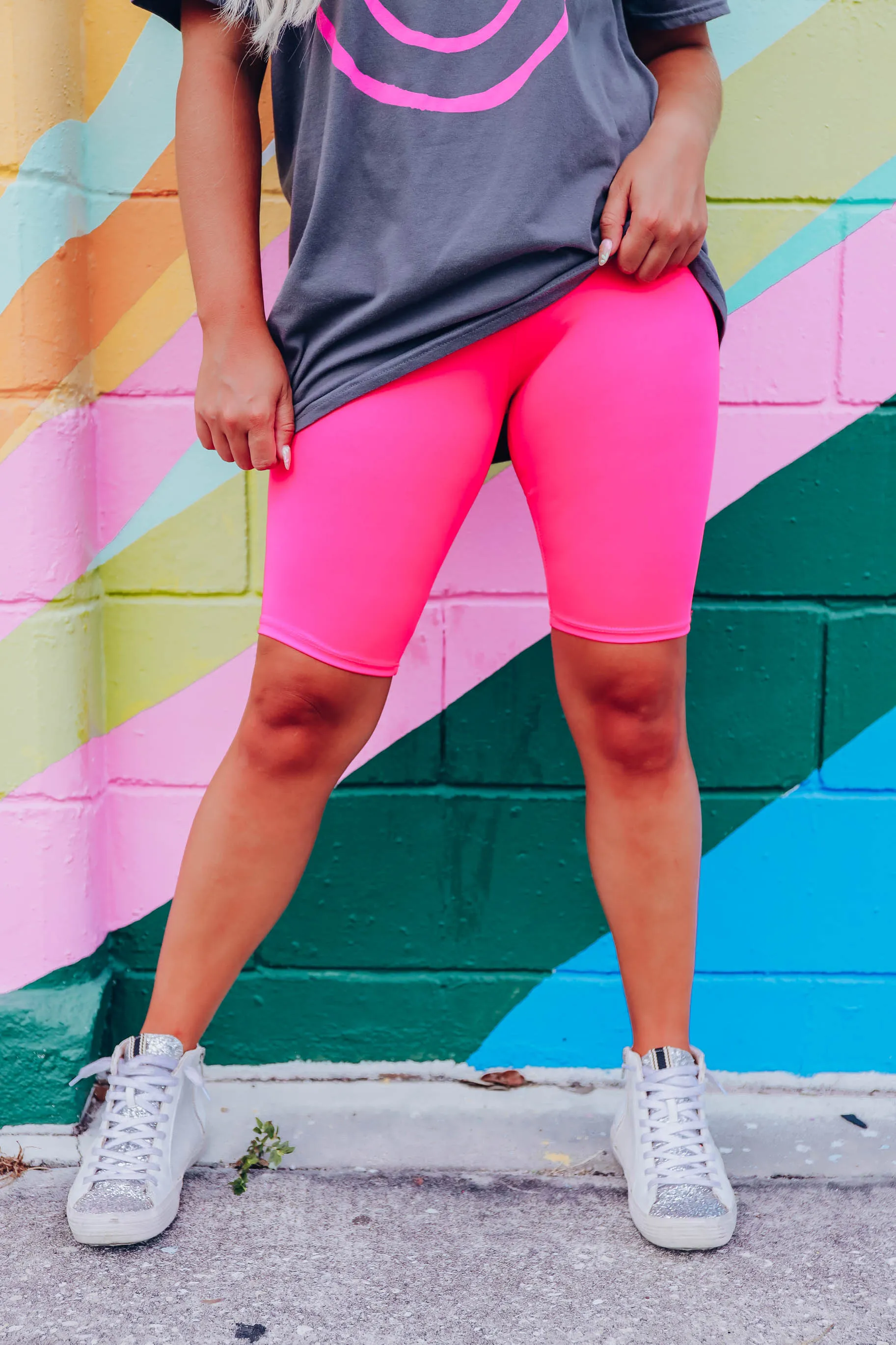 Pop of Pink Biker Shorts