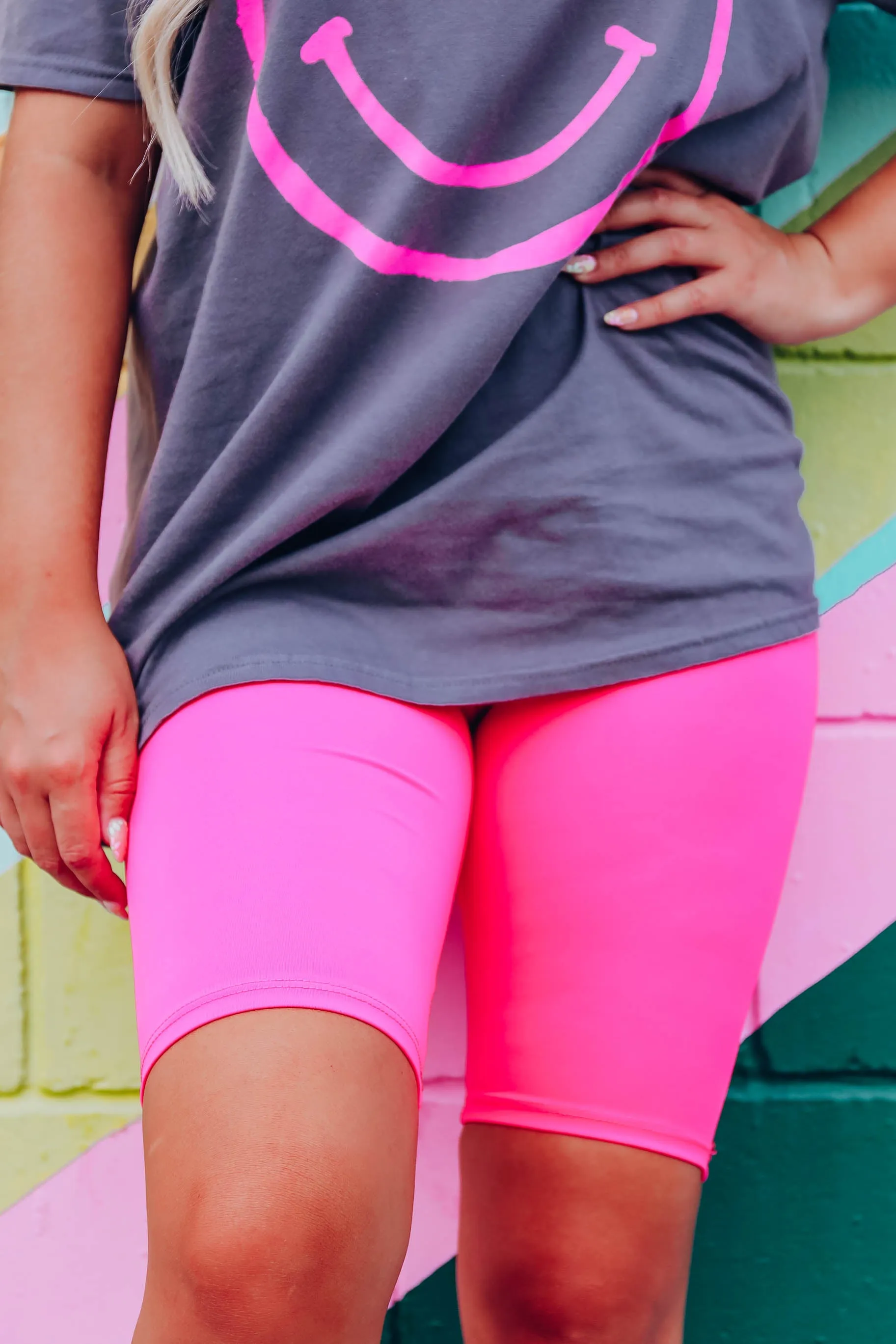 Pop of Pink Biker Shorts