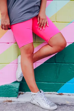 Pop of Pink Biker Shorts