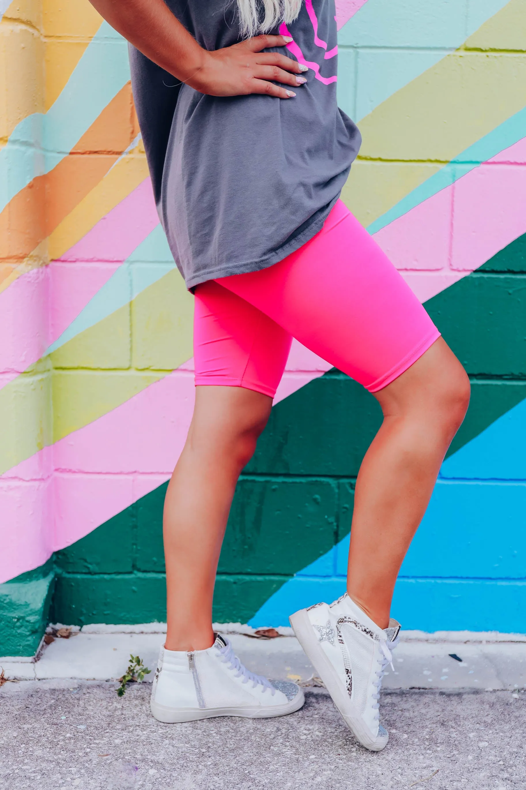 Pop of Pink Biker Shorts