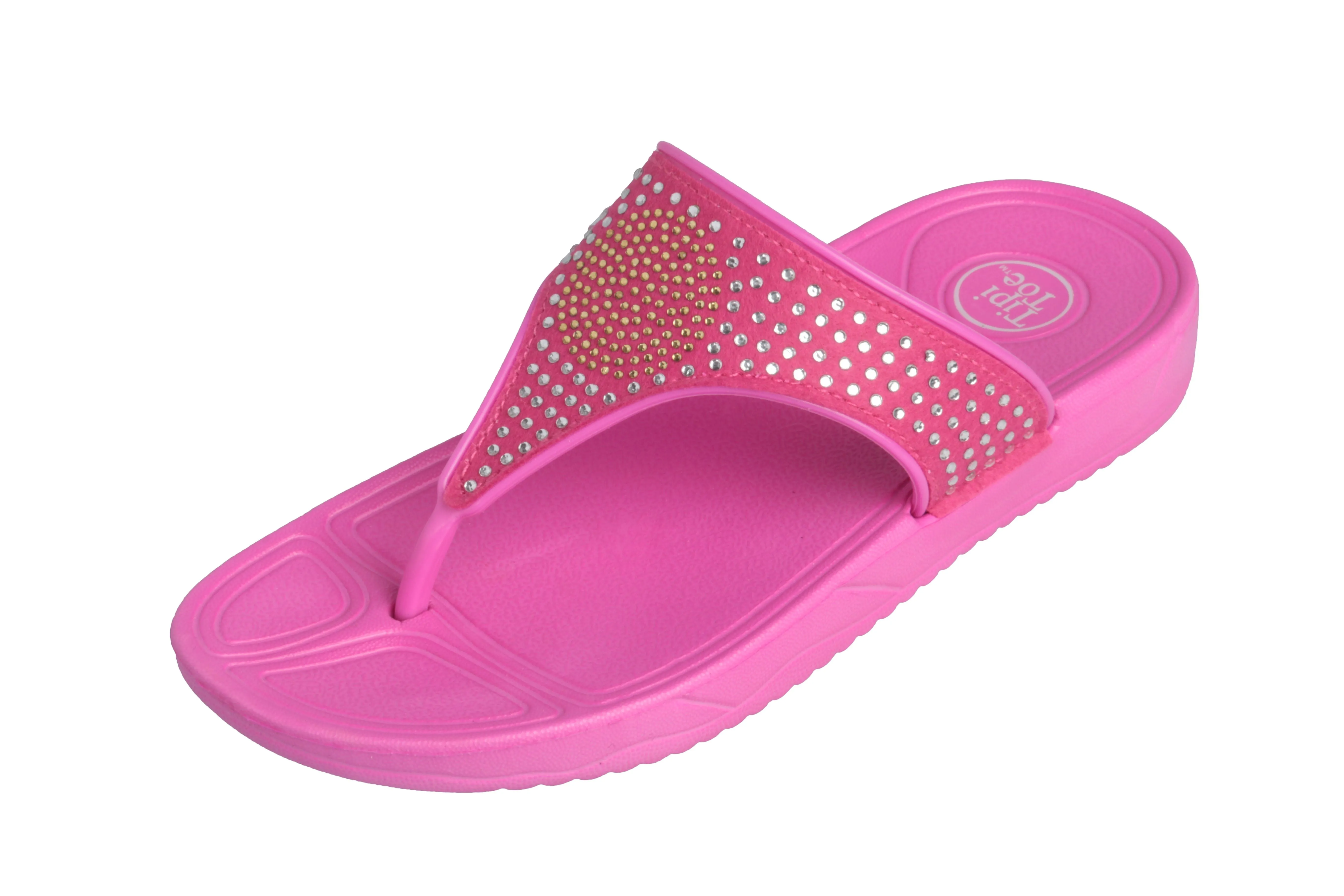 Pupeez Girl's Flip Flop With Rinestones Design Summer Sandal