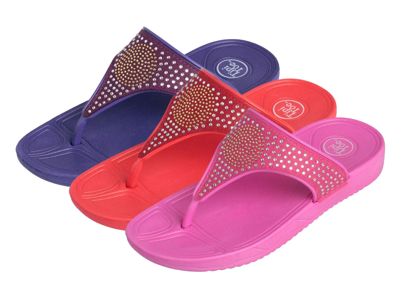 Pupeez Girl's Flip Flop With Rinestones Design Summer Sandal