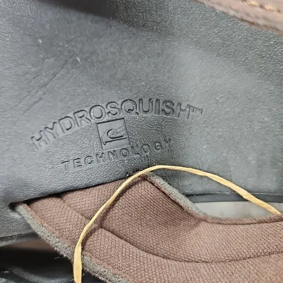 Quiksilver Captain Hydrosquish Mens 8 Brown Black Leather Flip Flops Sandals