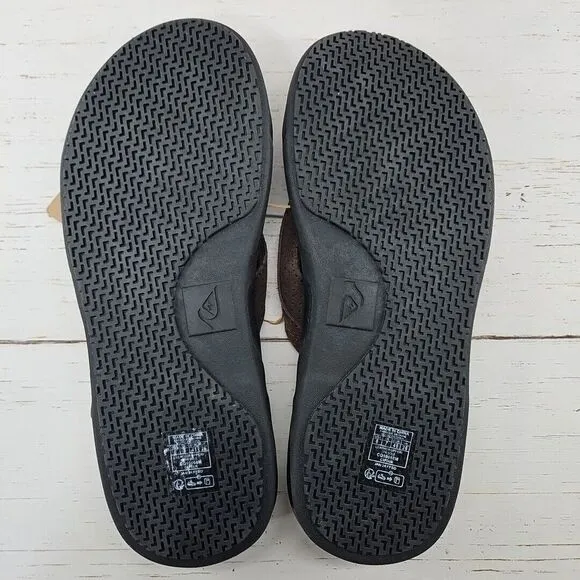 Quiksilver Captain Hydrosquish Mens 8 Brown Black Leather Flip Flops Sandals