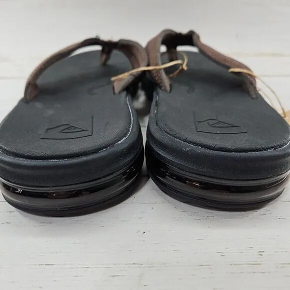 Quiksilver Captain Hydrosquish Mens 8 Brown Black Leather Flip Flops Sandals