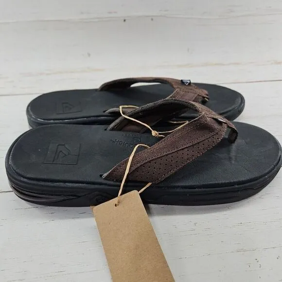 Quiksilver Captain Hydrosquish Mens 8 Brown Black Leather Flip Flops Sandals