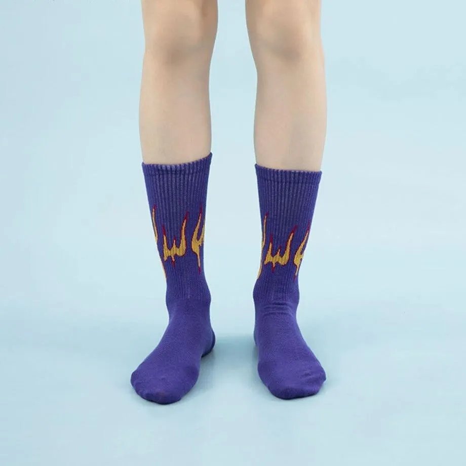 "FLAME" Chaussettes Montantes Violet streetwear - URB1™