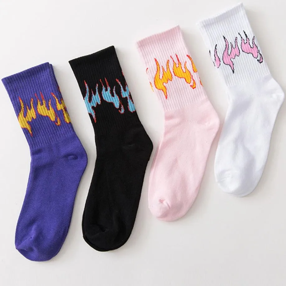 "FLAME" Chaussettes Montantes Violet streetwear - URB1™