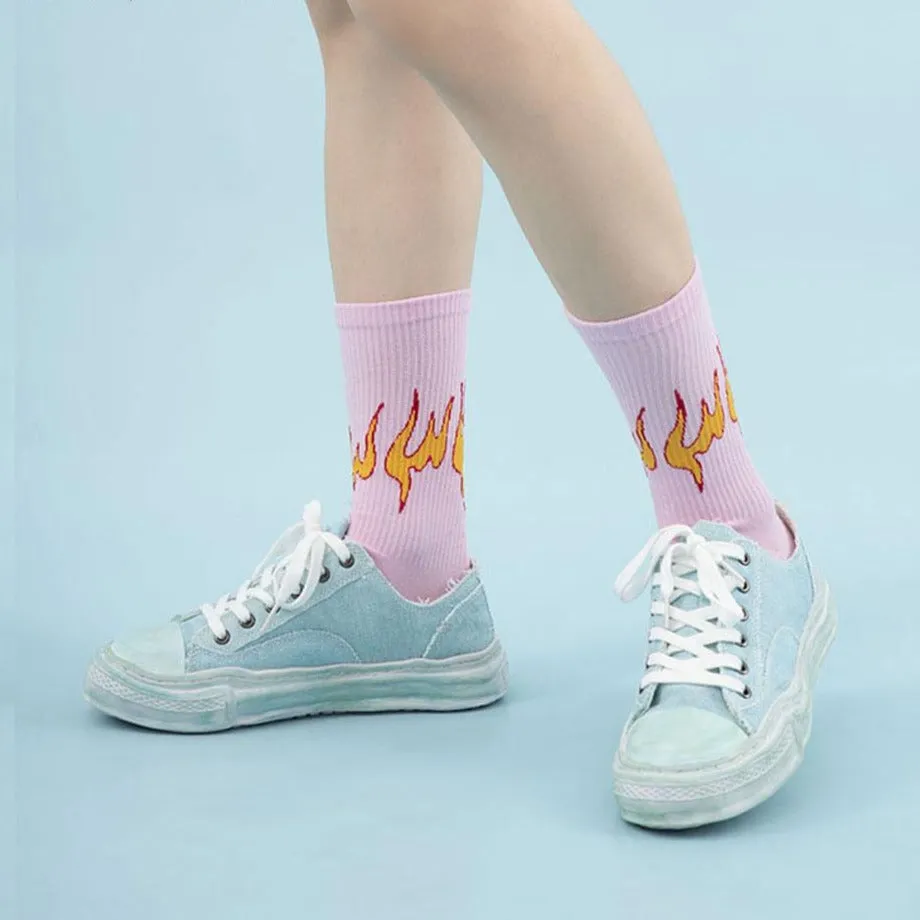 "FLAME" Chaussettes Montantes Violet streetwear - URB1™