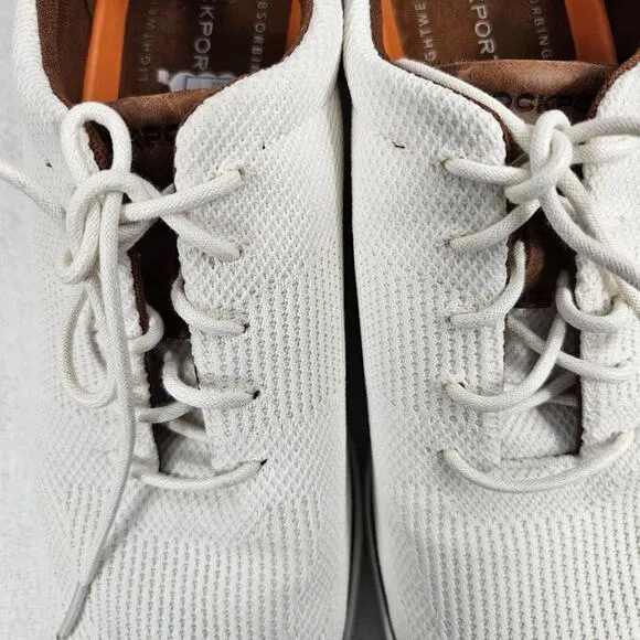 Rockport Men's Garett Mesh Lace-up Oxford Sneaker White Tan NWOT Size 12