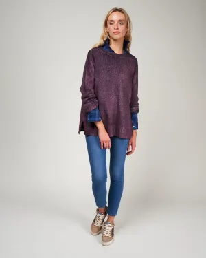 round neck pullover with slits - rhubarb