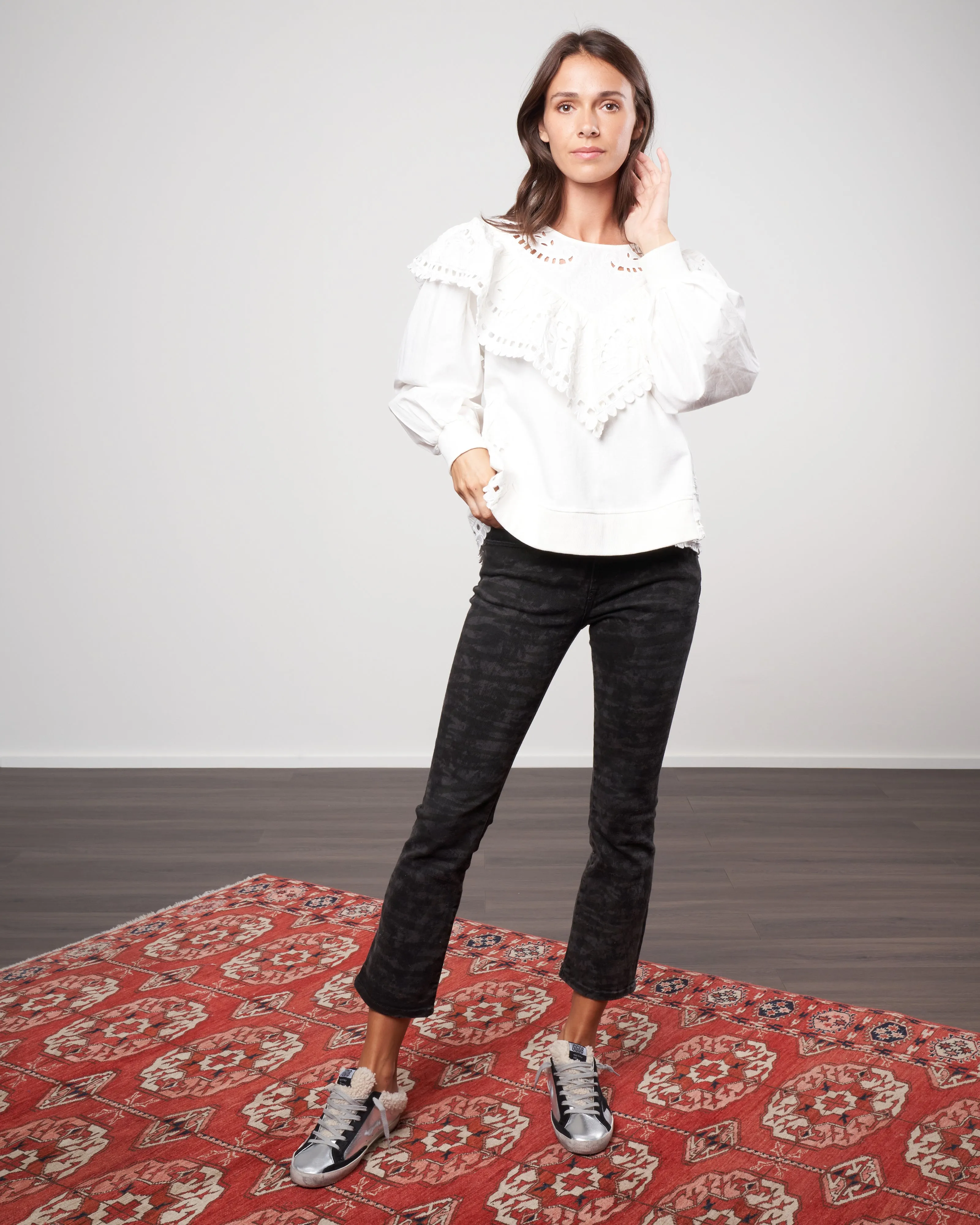 santos eyelet sweatshirt - white