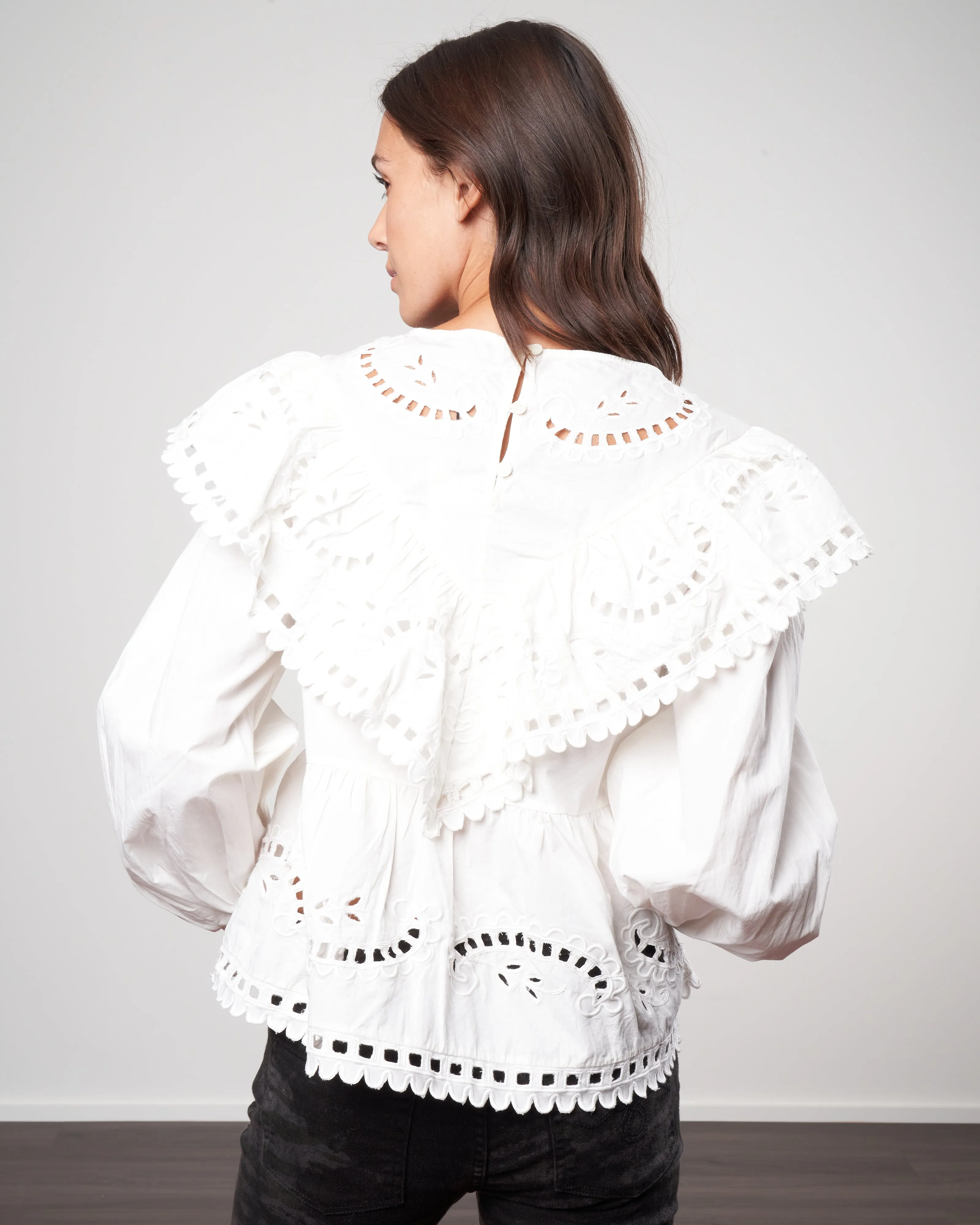 santos eyelet sweatshirt - white
