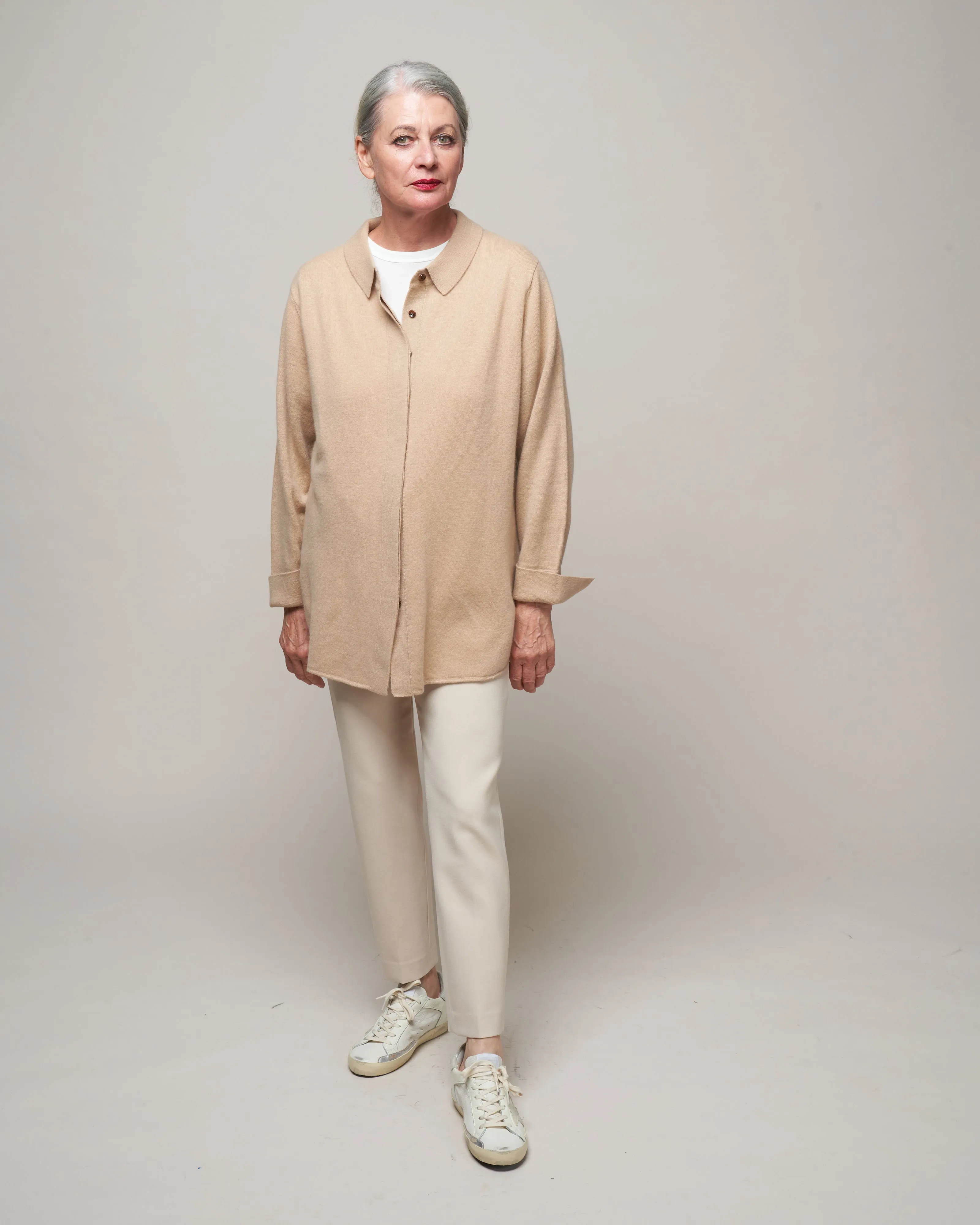 shirt cardigan - peanut butter