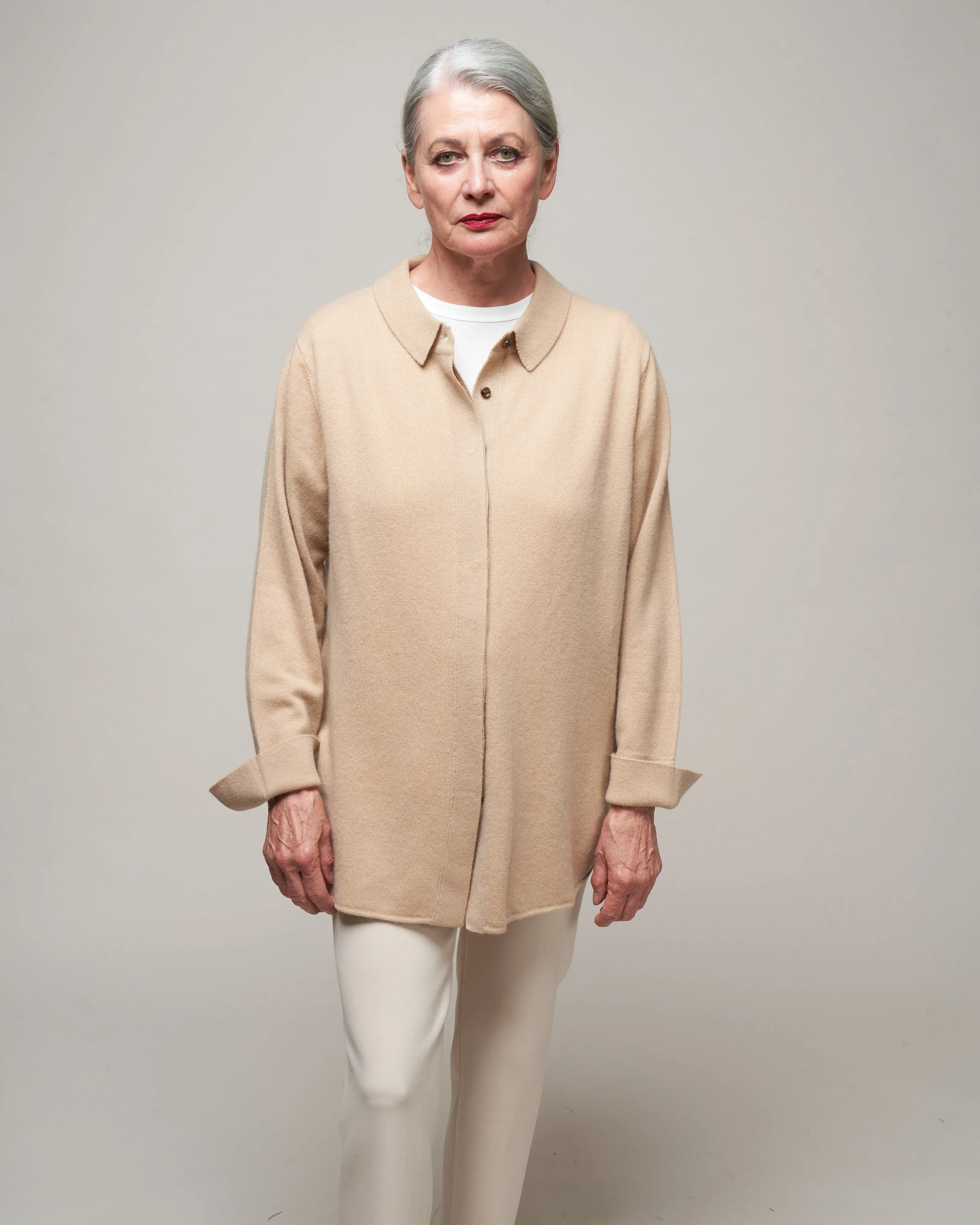 shirt cardigan - peanut butter