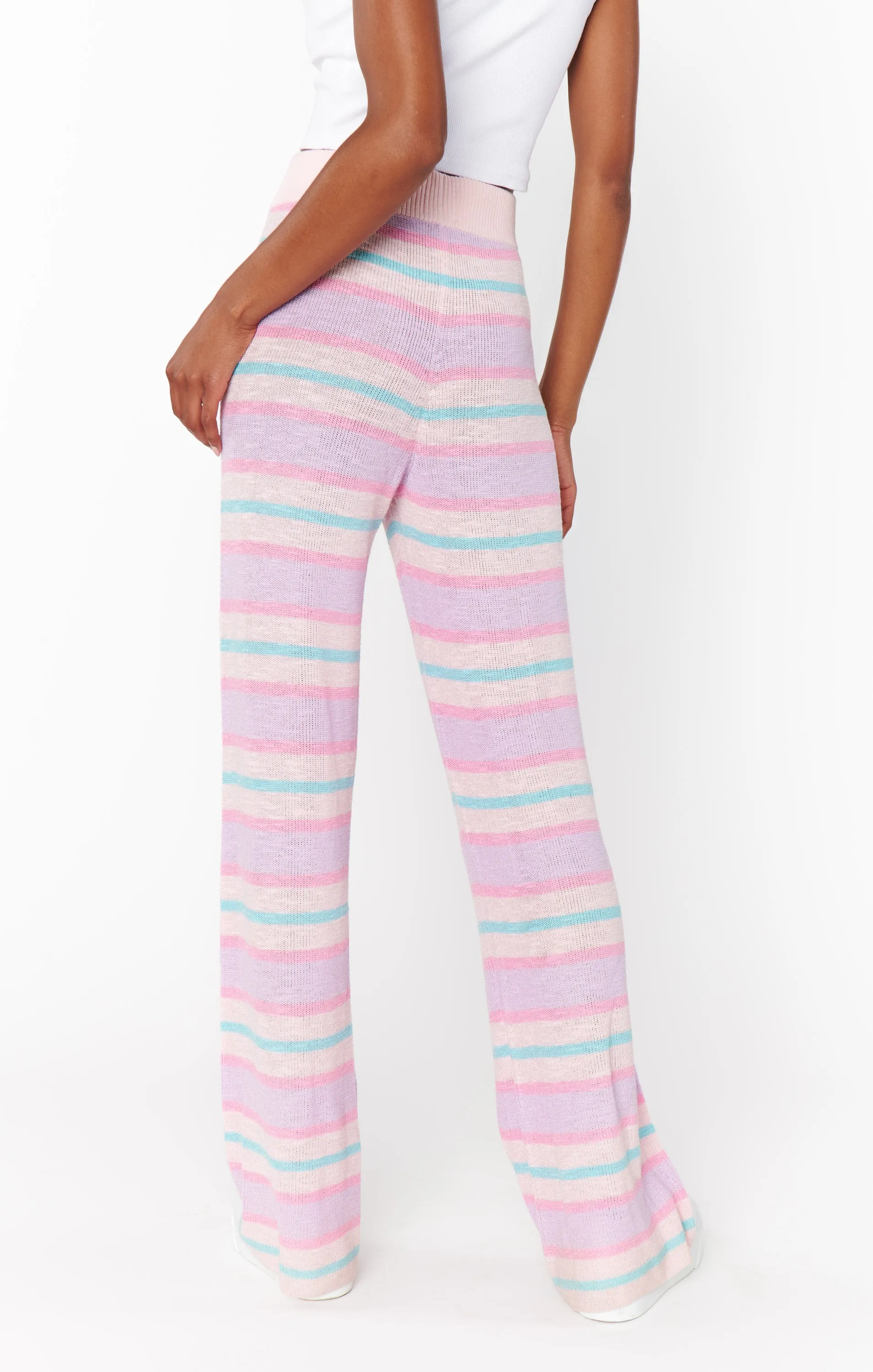 show me your mumu: feel good pants-cotton candy stripe knit