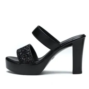 Small Feet Chunky High Heel Slip On Sandals MS357