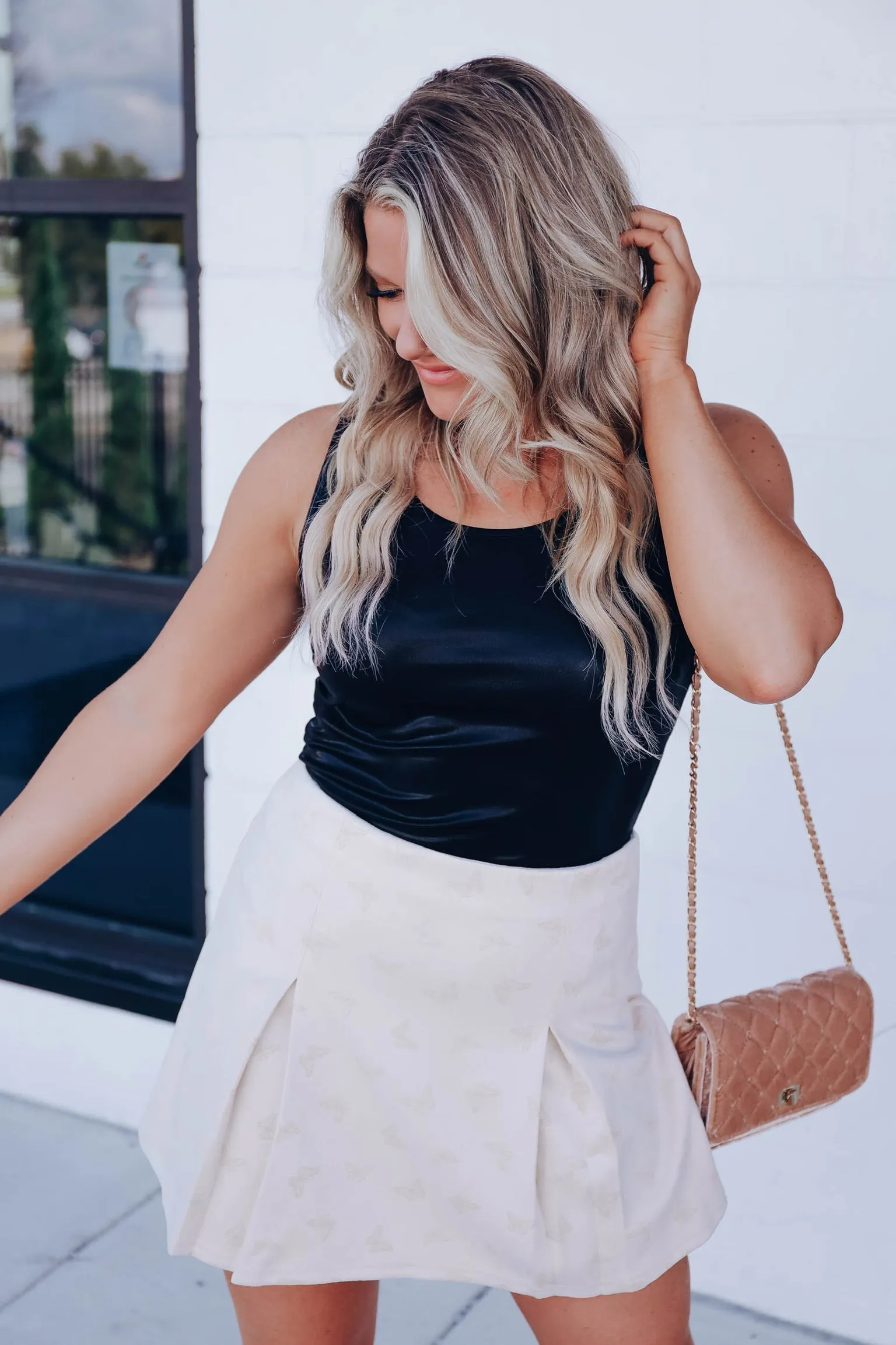 Spirited Butterfly Faux Suede Mini Skirt