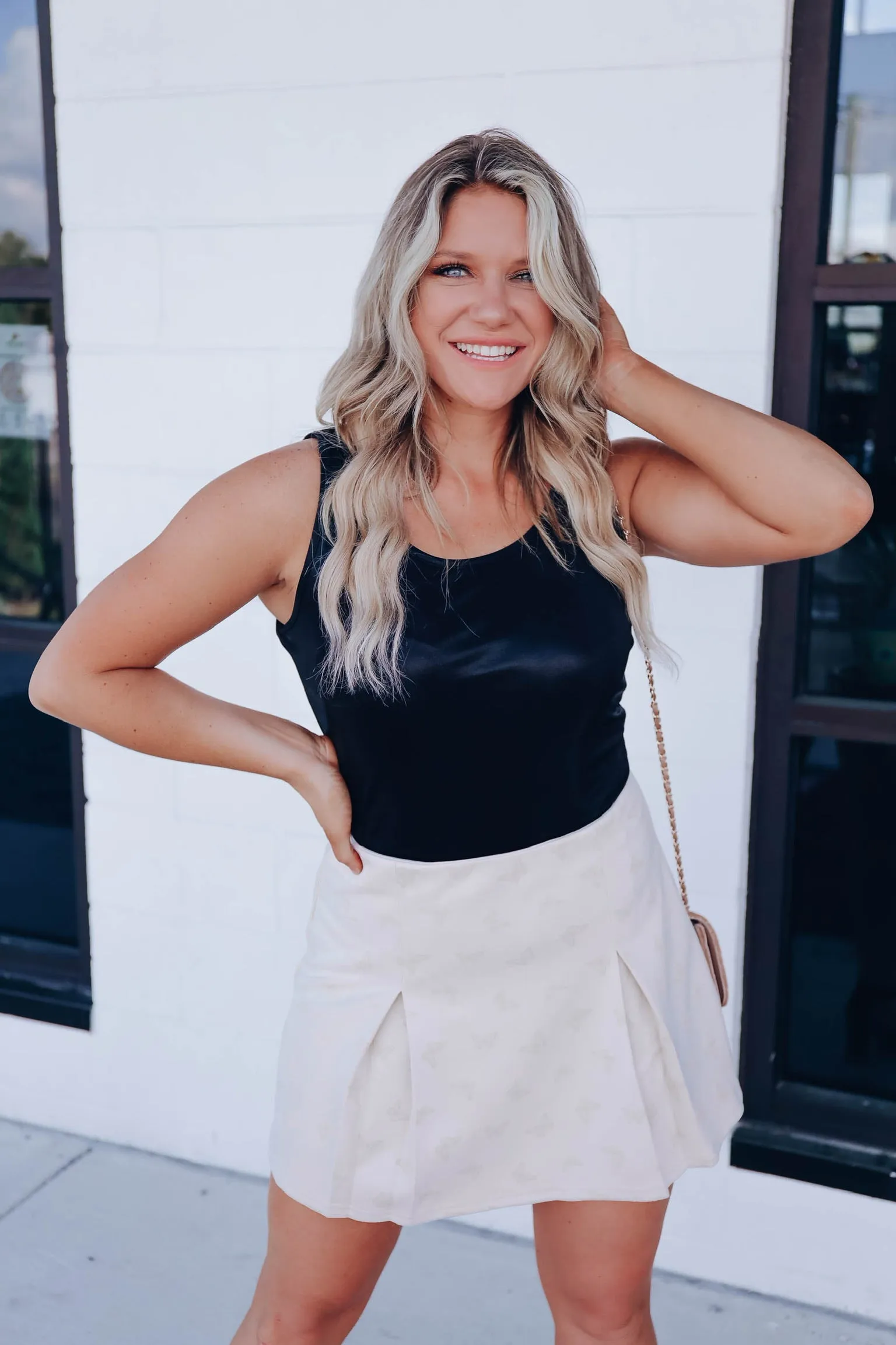 Spirited Butterfly Faux Suede Mini Skirt