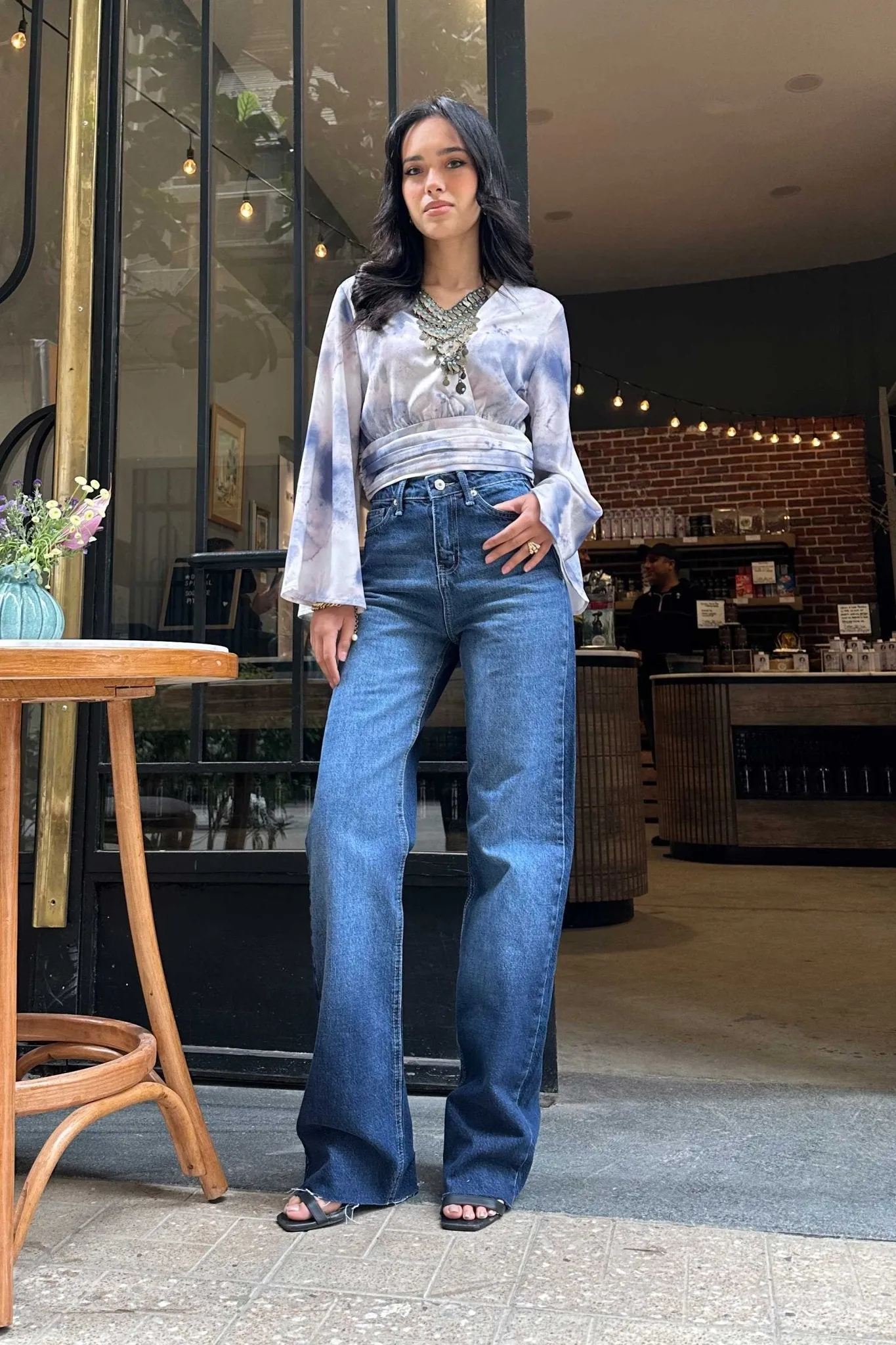 Straight Jeans - Deep Navy Blue Washed Jeans.