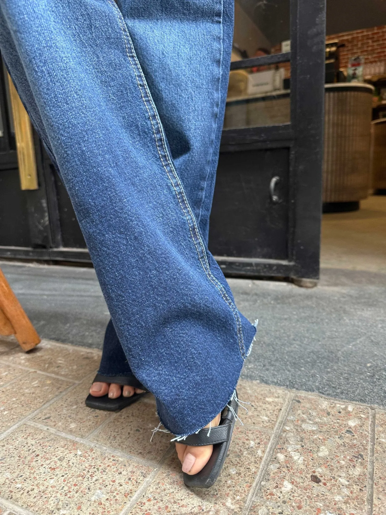 Straight Jeans - Deep Navy Blue Washed Jeans.