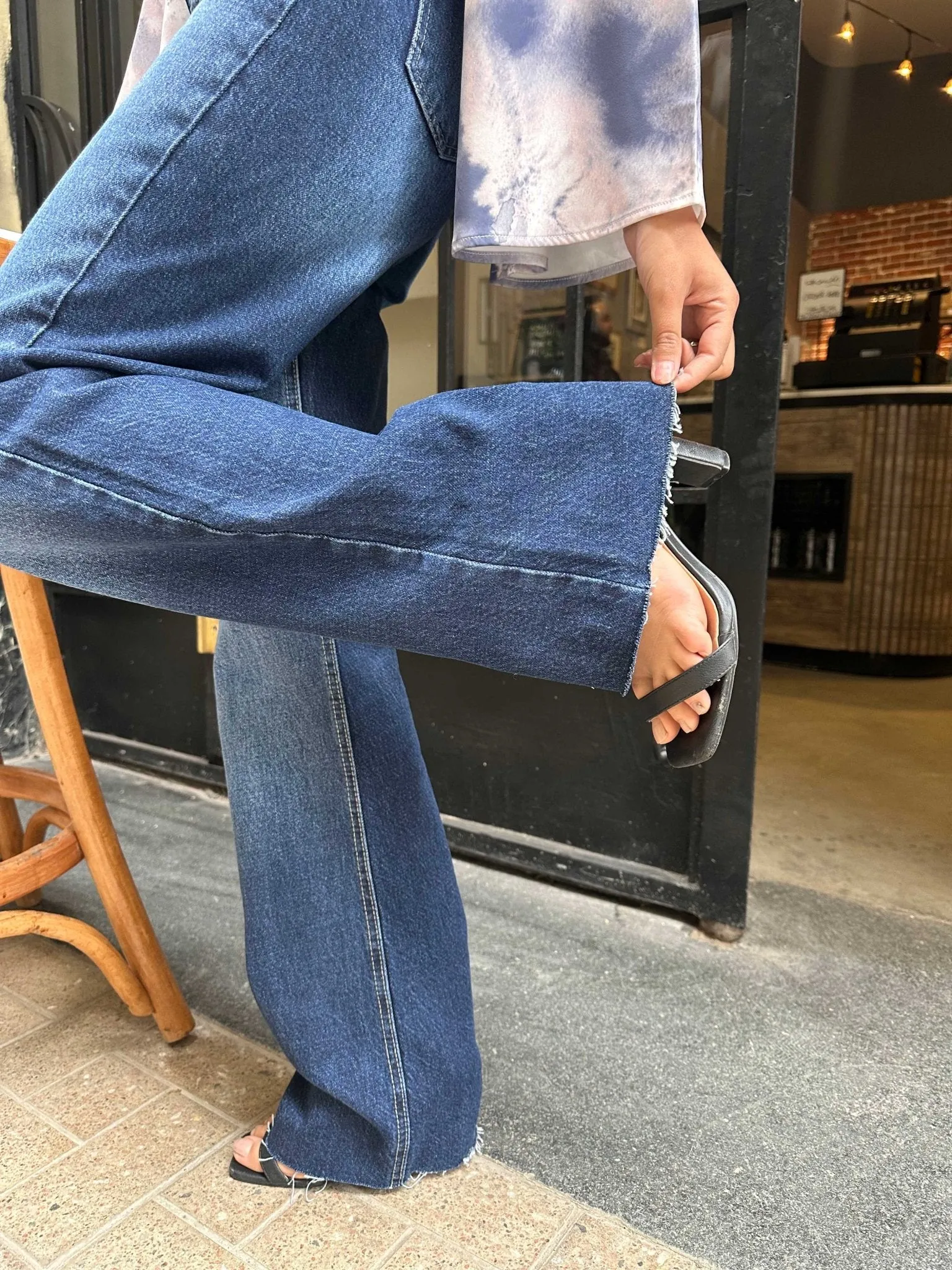 Straight Jeans - Deep Navy Blue Washed Jeans.